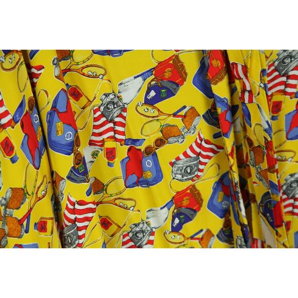 Vintage Plus Size Caftan Rayon Novelty Print Preppy Maximalist Beach Vacation - Picture 6 of 8